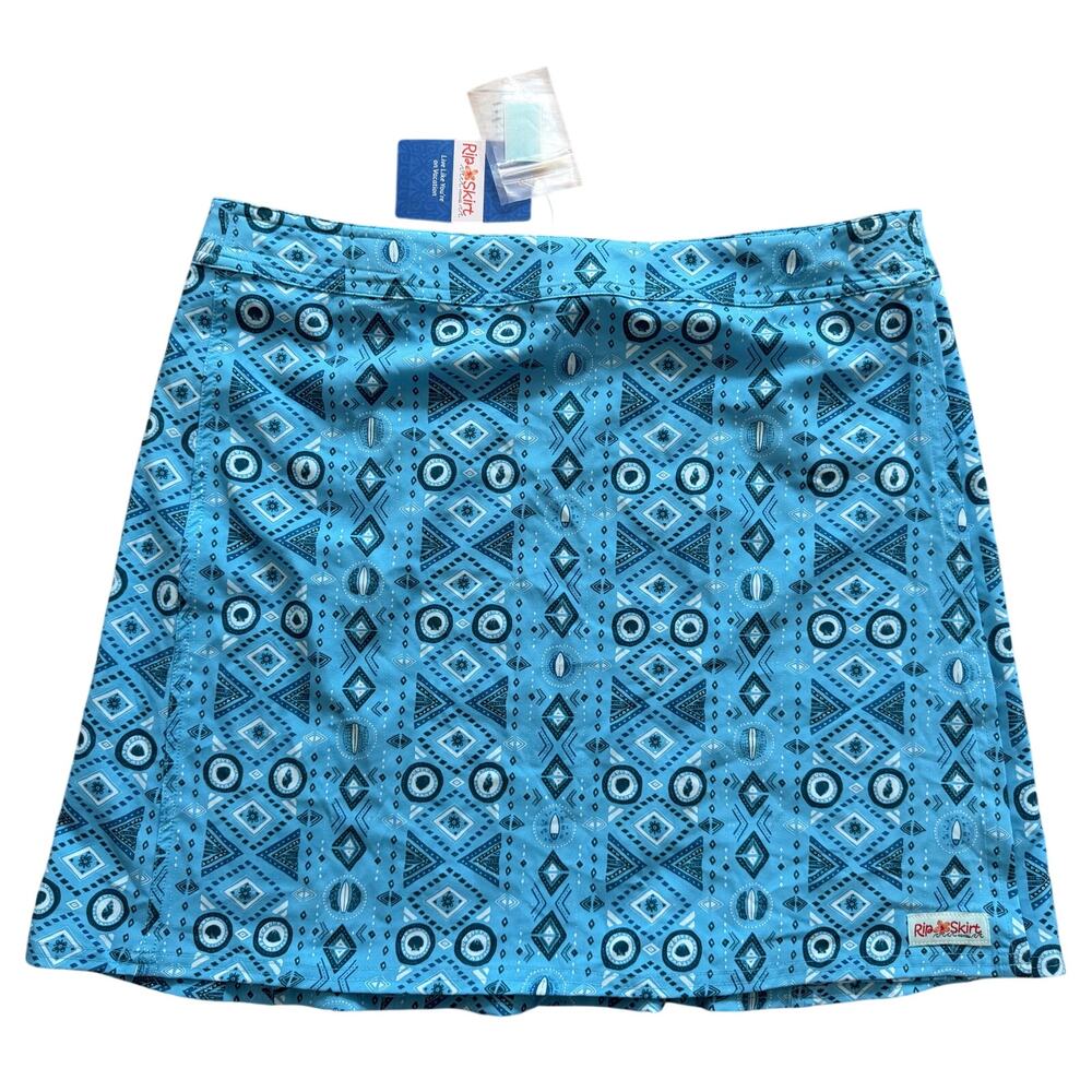 NWT RipSkirt Hawaii XL Length 2‎ BigBeach Blue Geo Tribal Adjustable Travel